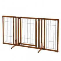 Richell Premium Plus Freestanding Pet Gate with Door Brown 34 - 63" x 26 - 20.5" x 32" - R94193